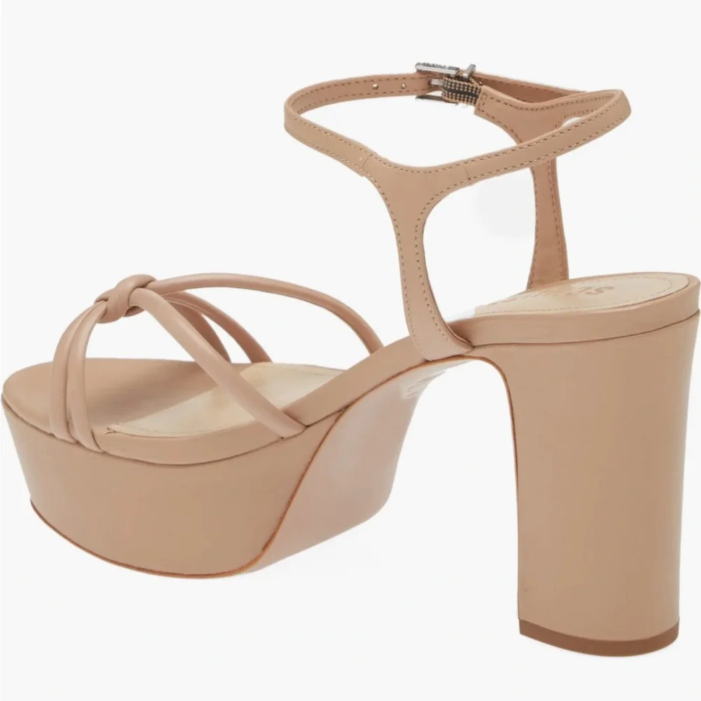 New! Schutz‎ Kelsie Platform Sandal Heel Women Shoe True Beige Leather Size 11